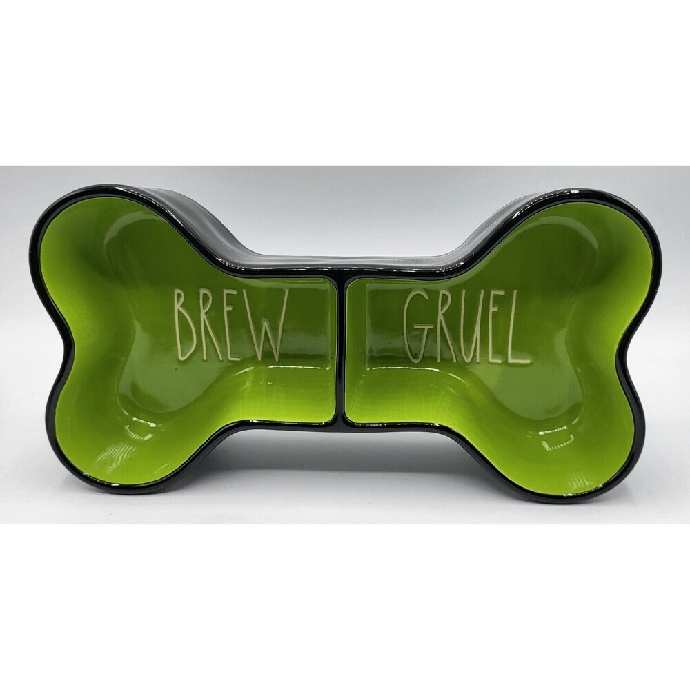 Rae Dunn Ceramic 10in Brew Gruel Bone Pet Bowl Halloween